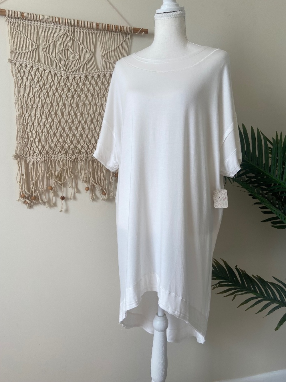 NWT Intimately Free People High-Low Sheer White Boho Beach Tunic Dress